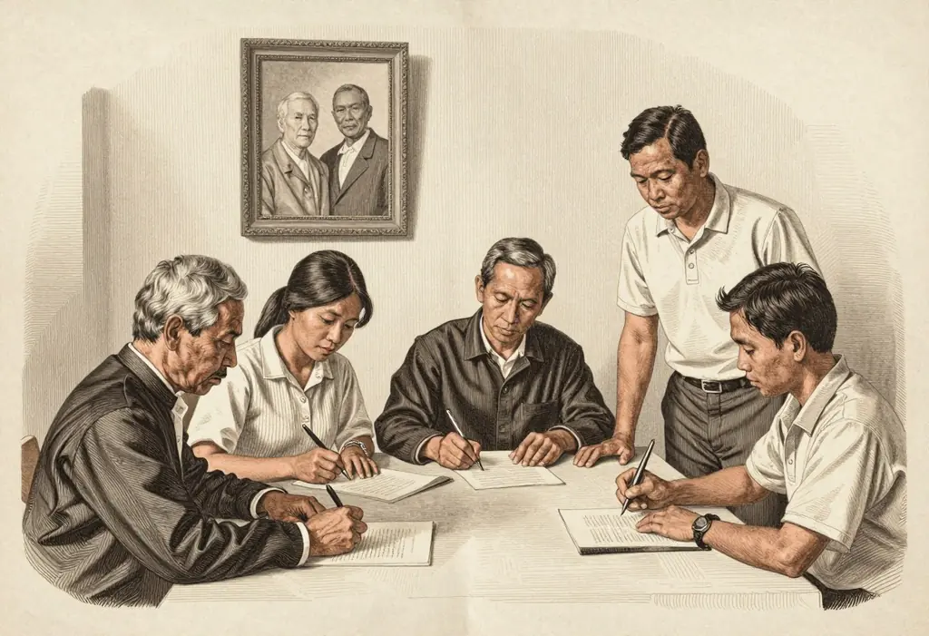 The seller is selling land inherited from their deceased parents, but the title is still in the parents' name. Is it safe to buy, and what is an Extrajudicial Settlement with Sale?